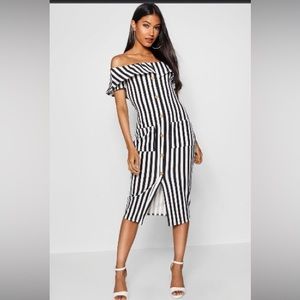 Black and white striped dress